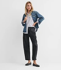 Pull On Barrel Pants Faux Leather