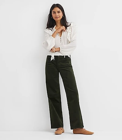 Petite Five Pocket Relaxed Straight Pants Brushed Corduroy