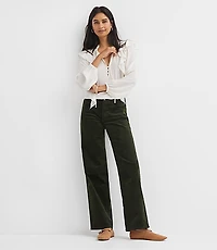 Petite Five Pocket Relaxed Straight Pants Brushed Corduroy