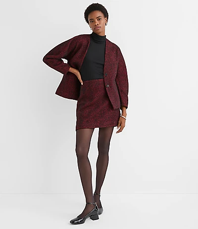 Herringbone Tweed Mini Skirt