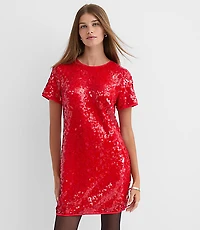 Sequin Short Sleeve Mini Dress