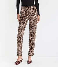 Petite Curvy Riviera Slim Pants Leopard Print Bi-Stretch