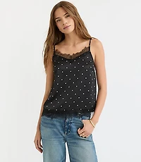 Dotted Lace Trim Satin Cami