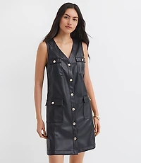 Faux Leather Mini Pocket Dress