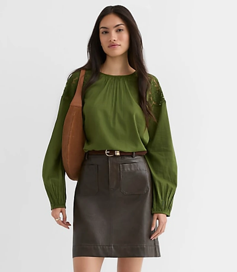 Petite Distressed Faux Leather Pocket Mini Skirt