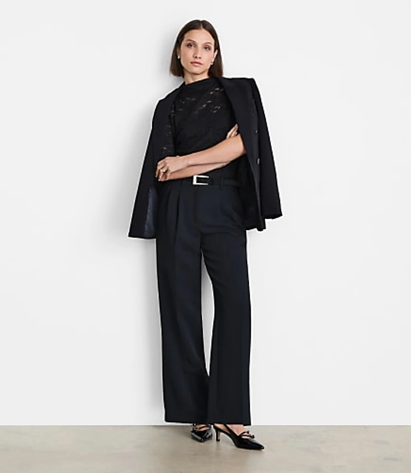 Petite LOFT Versa Lace Elbow Sleeve Turtleneck Top