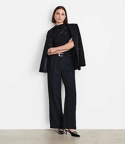 Petite LOFT Versa Lace Elbow Sleeve Turtleneck Top