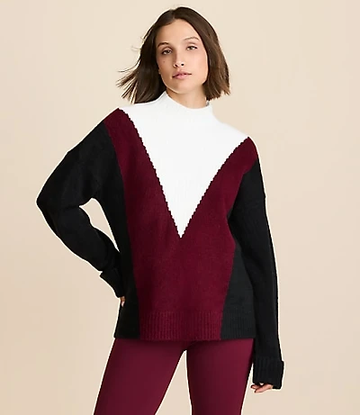 Lou & Grey Colorblock Mock Neck Sweater