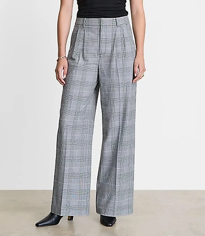 Curvy LOFT Versa Seasonless Stretch Double Pleat Wide Leg Pants Plaid