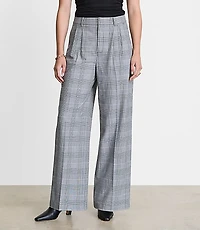 Curvy LOFT Versa Seasonless Stretch Double Pleat Wide Leg Pants Plaid