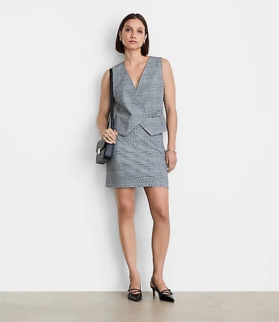 Petite LOFT Versa Plaid Seasonless Stretch Wrap Vest