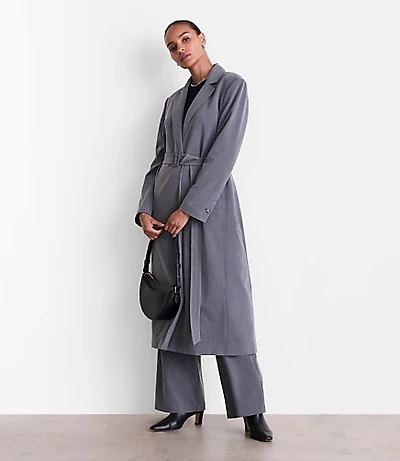 Petite LOFT Versa Seasonless Stretch Belted Coat Heather