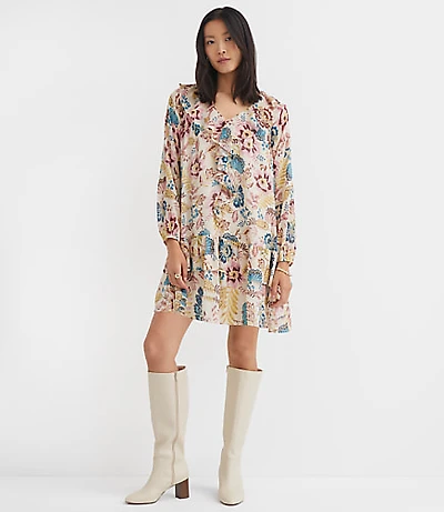 Petite Garden Ruffle Mini Flounce Dress