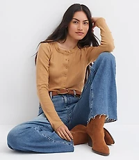 Scalloped Pointelle Henley Top