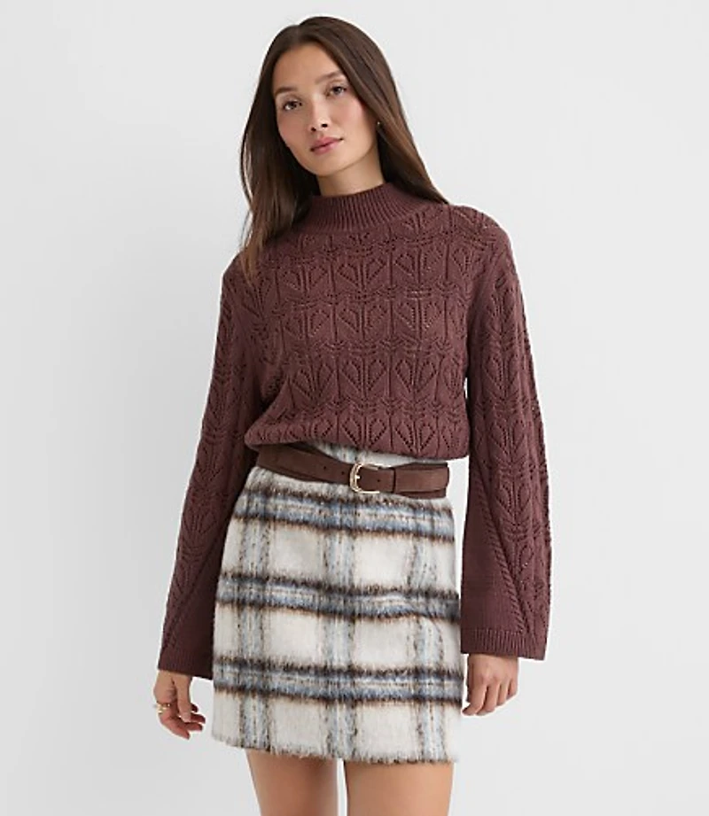 Pointelle Flare Sleeve Sweater