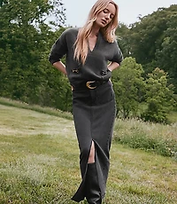 Denim Patch Pocket Maxi Skirt Washed Black