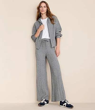 Lou & Grey Cable Sweater Wide Leg Pants