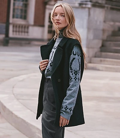 Petite Double Breasted Sleeveless Jacket