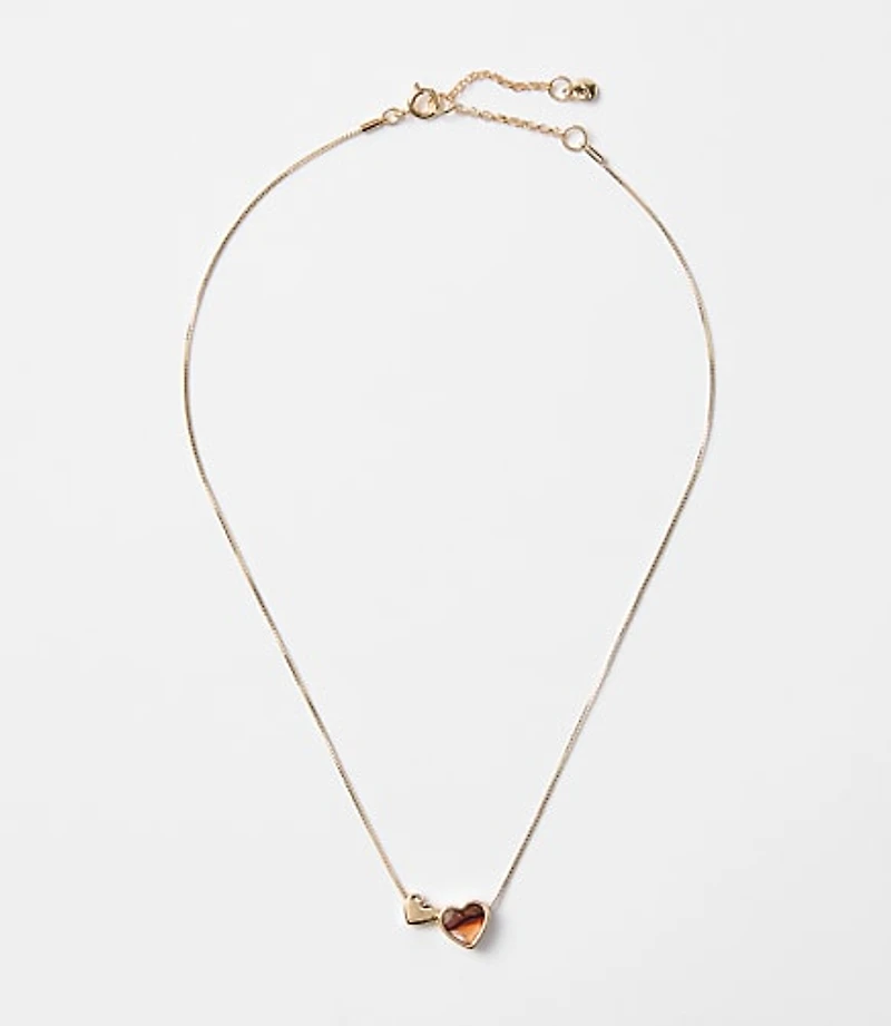 Tortoiseshell Print Mini Heart Necklace