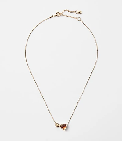 Tortoiseshell Print Mini Heart Necklace