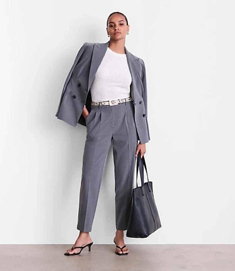 LOFT Versa Seasonless Stretch Double Pleat Taper Pants in Heather