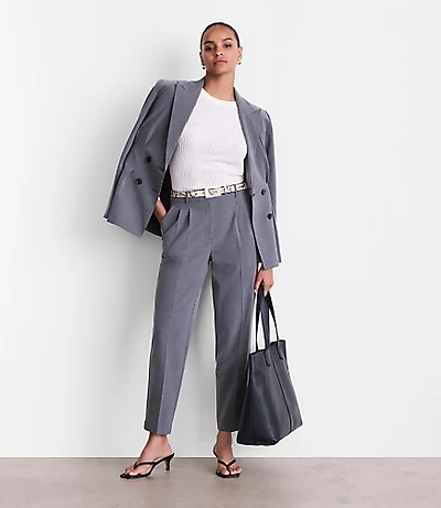 LOFT Versa Seasonless Stretch Double Pleat Taper Pants Heather