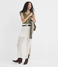 Lace Column Midi Skirt