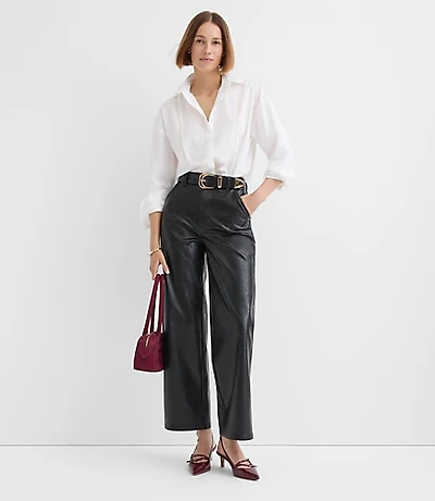Straight Pants Faux Leather