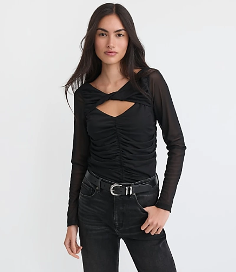 Twist Neck Ruched Top