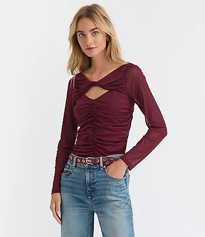 Twist Neck Ruched Top