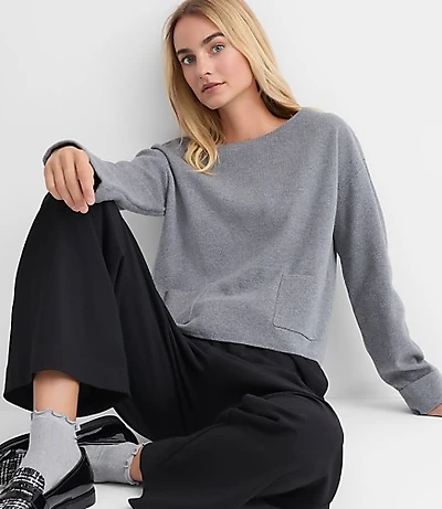Heathered Boatneck Pocket Sweater