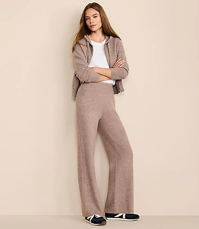 Petite Lou & Grey Heathered Waffle Cloudstitch Wide Leg Pants