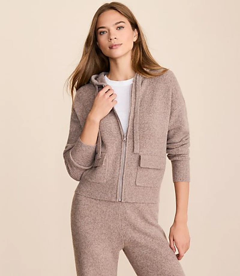 Petite Lou & Grey Heathered Waffle Cloudstitch Zip Hoodie
