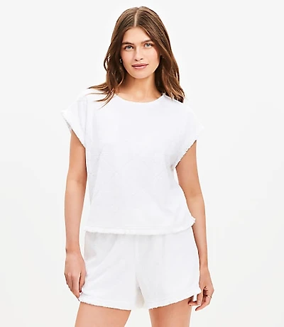 Petite LOFT Beach Fringe Terry Top