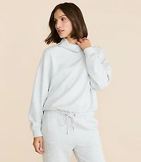 Lou & Grey Heathered Scubasoft Mock Neck Drawstring Hem Top