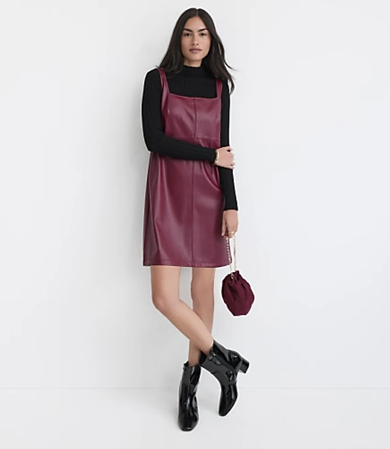 Faux Leather Strappy Mini Dress