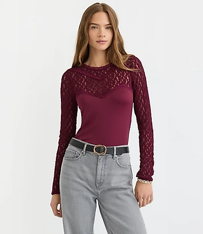 Lace Mixed Media Top