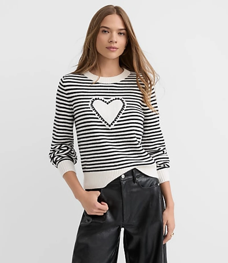 Heart Stripe Blouson Sweater