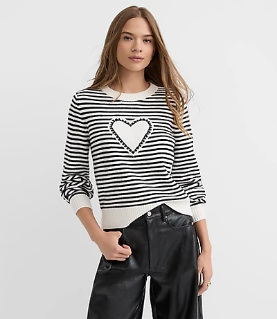 Heart Stripe Blouson Sweater