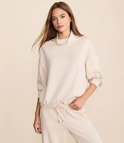 Petite Lou & Grey Heathered Scubasoft Mock Neck Drawstring Hem Top
