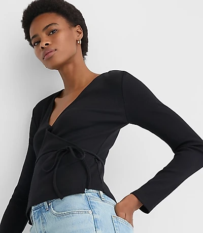 Ribbed Wrap Top