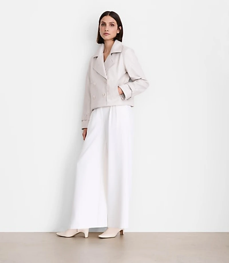 Petite LOFT Versa Embossed Faux Leather Trench Coat