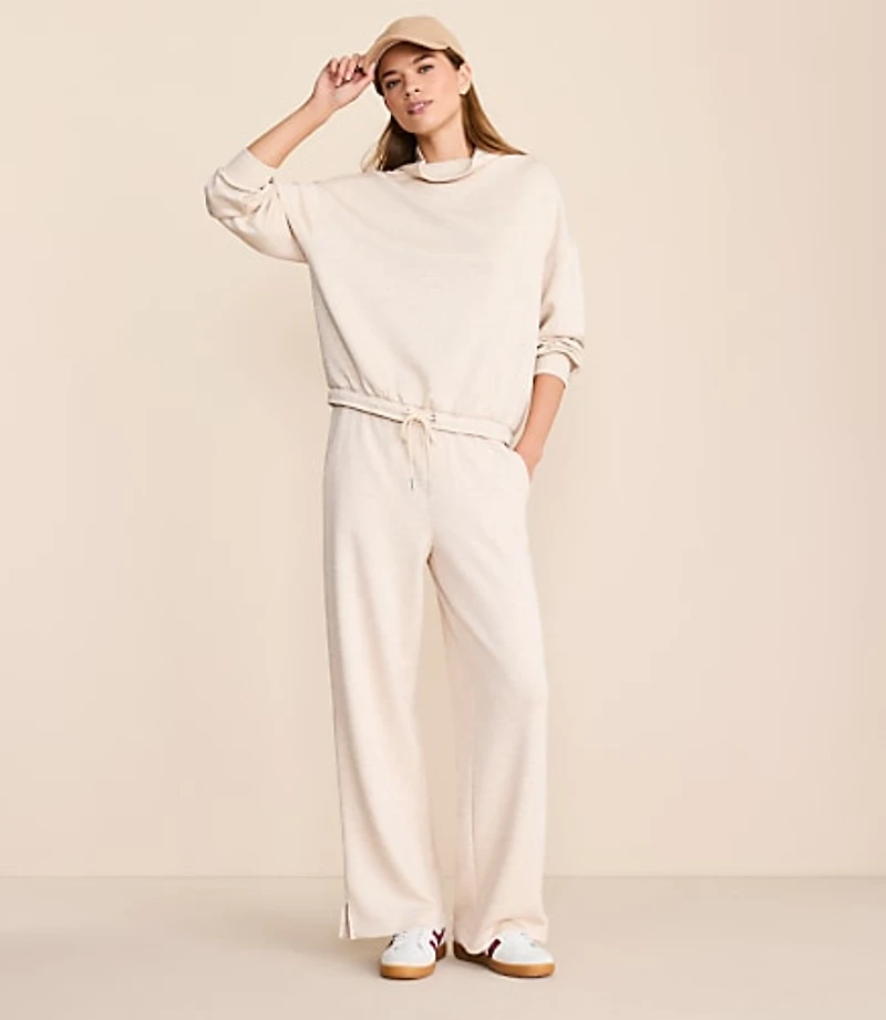 Petite Lou & Grey Heathered Scubasoft Side Slit Straight Leg Pants