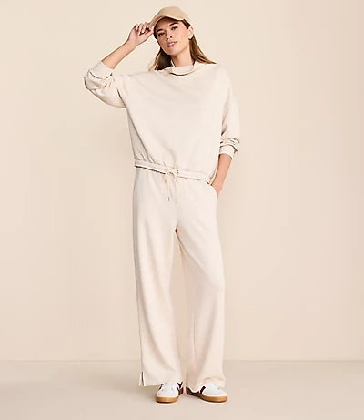 Petite Lou & Grey Heathered Scubasoft Side Slit Straight Leg Pants