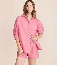 Striped Poplin Pajama Shorts