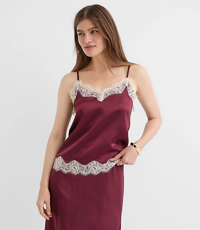 Lace Trim Satin Cami
