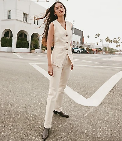Rivete High Rise Straight Jeans Ivory