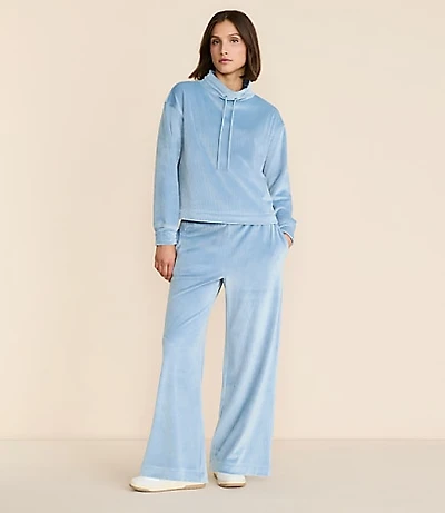 Petite Lou & Grey Ribbed Velour Side Slit Wide Leg Pants