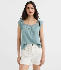Lace Trim Square Neck Top
