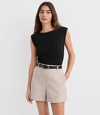 Cuffed Shorts Shimmer Linen Cotton